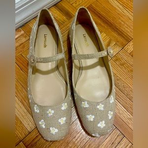 Larroude linen Mary Jane flats 8 brand new